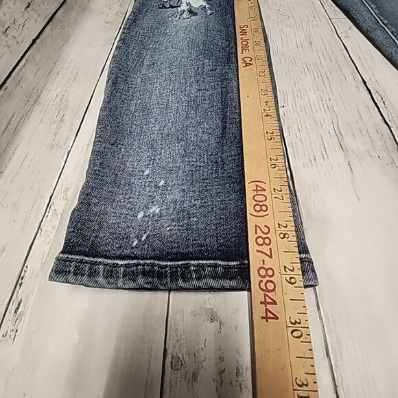Judy Blue Boyfriend Fit Midrise Jeans Distressed Splatter Ripped Stretchy Sz7/28 - Picture 7 of 15